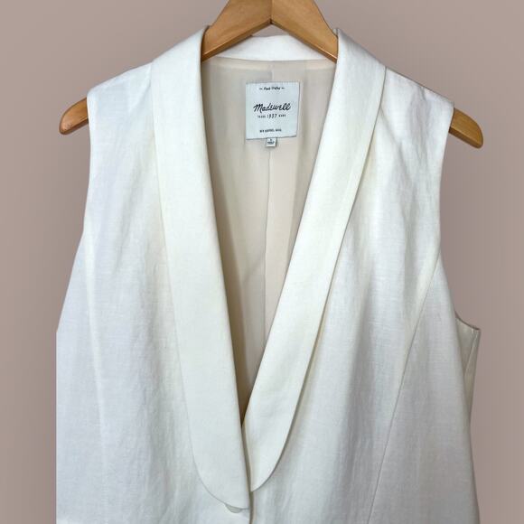 MADEWELL Linen Silk Blend Sleeveless Vest in White Women’s Size Large - Picture 2 of 9